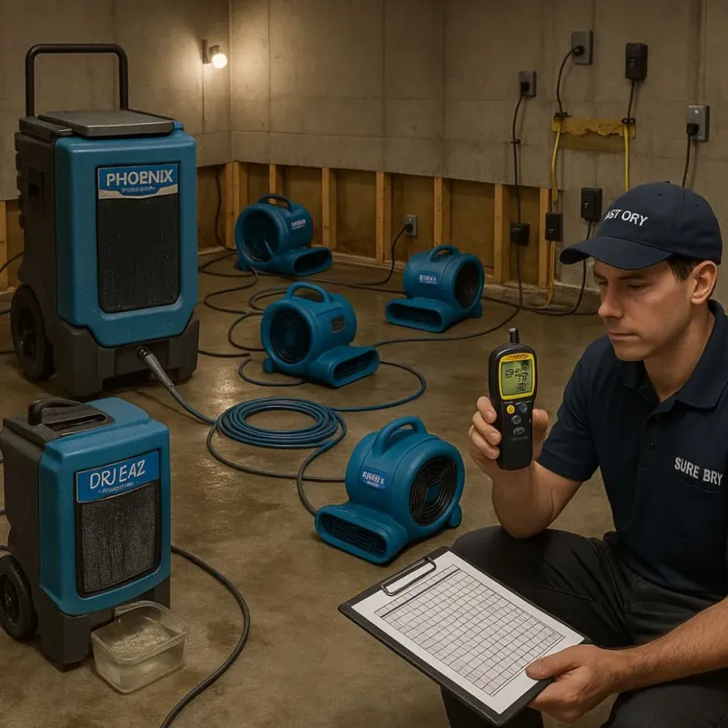 Structural Drying and Dehumidification process in Milford, OH